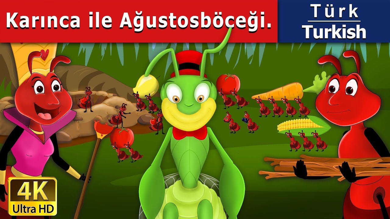 Karınca ile Ağustosböceği | The Ant And The Grasshopper in Turkish | Turkish Fairy Tales